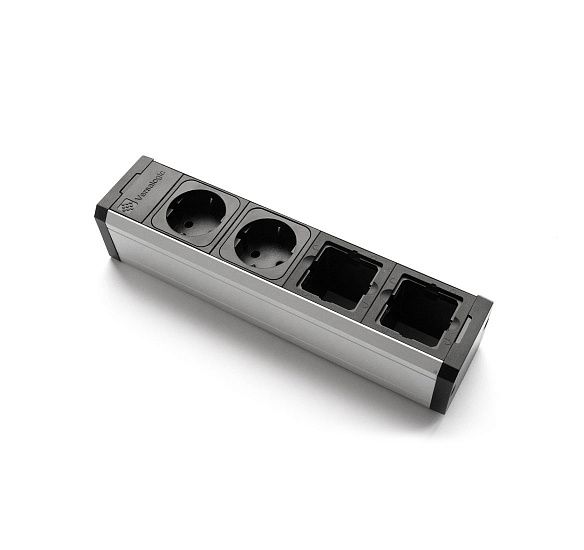 ВЕРСАПРО/VERSAPRO Розеточный блок АЛЮМИНИЙ/ЧЕРНЫЙ