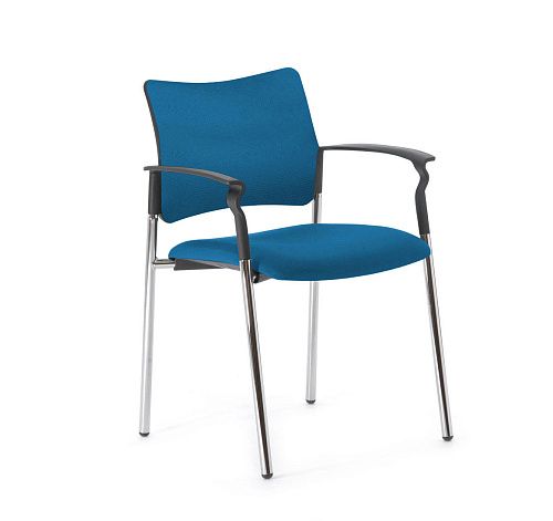 ПИНКО/PINKO Кресло обитое, на опорах ЧЕРН/ГОЛУБОЙ/ХРОМ