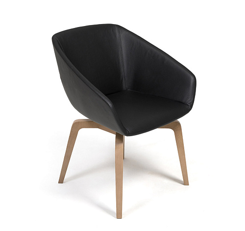 АЛМА Д/ALMA W Кресло посет., дерево ЧЕРНЫЙ/КОЖА
