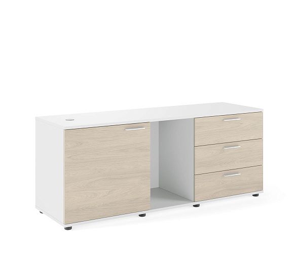 ФЛЕКС/FLEX Тумба 1-сторонняя универ. ДУБ СВЕТЛЫЙ/БЕЛЫЙ