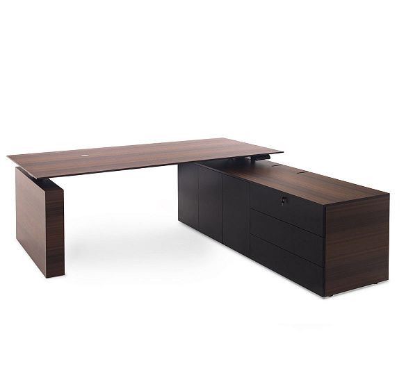 ТЕСЛА/TESLA Стол письм. с тумбой DX ЭВКАЛИПТ МОРЕН/ЧЕРН