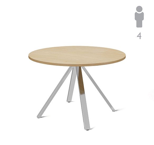 ЭКЗЕ/EXE Стол д/перег. круглый Хром ДУБ СВЕТЛЫЙ/ХРОМ