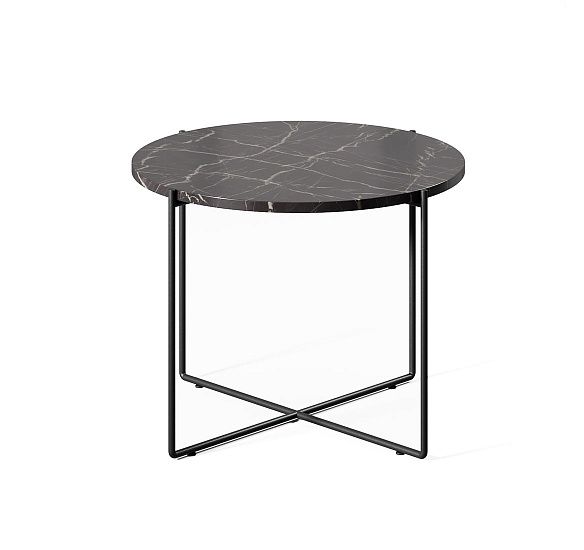 СПРУТ/SPRUT Стол кофейный 50х45 МРАМОР/ЧЕРНЫЙ