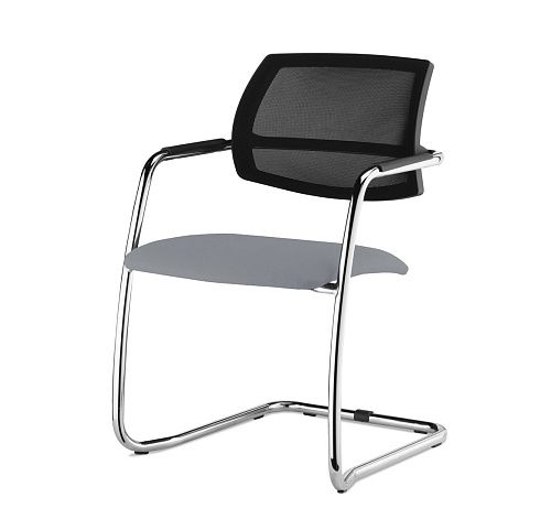 УРБАН-СЕТКА/URBAN-MESH Кресло полозья ткан СЕРЫЙ/ХРОМ