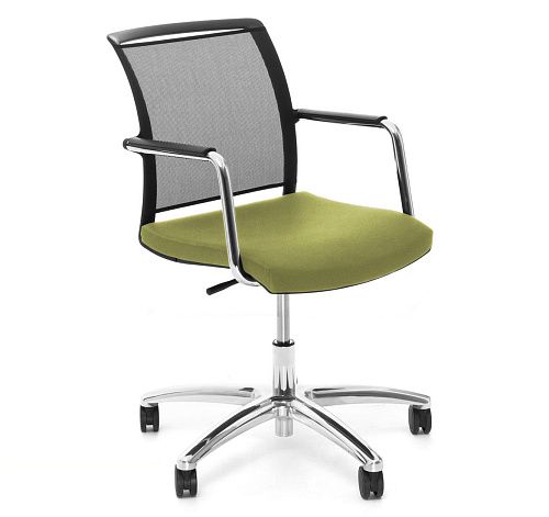 МАГНА/MAGNA Кресло,5-луч, колеса ЗЕЛЕНЫЙ/ХРОМ