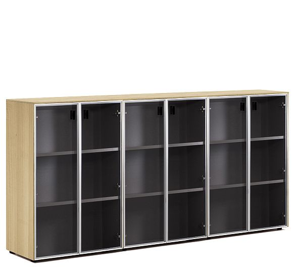 ЭКЗЕ/EXE Шкаф-витрина в.120, 6 дв ДУБ СВЕТЛЫЙ/ЧЕРНЫЙ