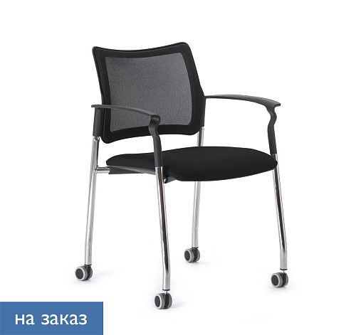 ПИНКО-СЕТКА/PINKO-MESH Кресло на кол, подл ЧЕРН/ЧЕРНЫЙ/ХРОМ