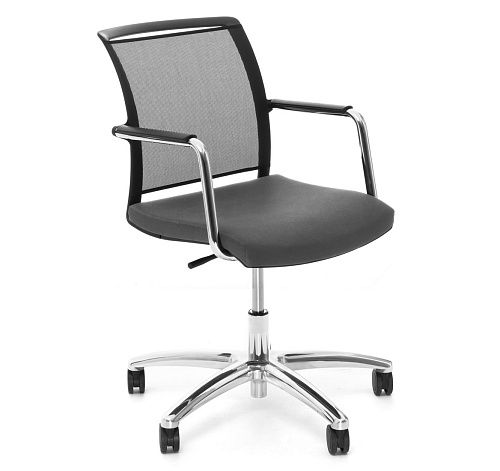 МАГНА/MAGNA Кресло,5-луч, колеса СЕРЫЙ/ХРОМ