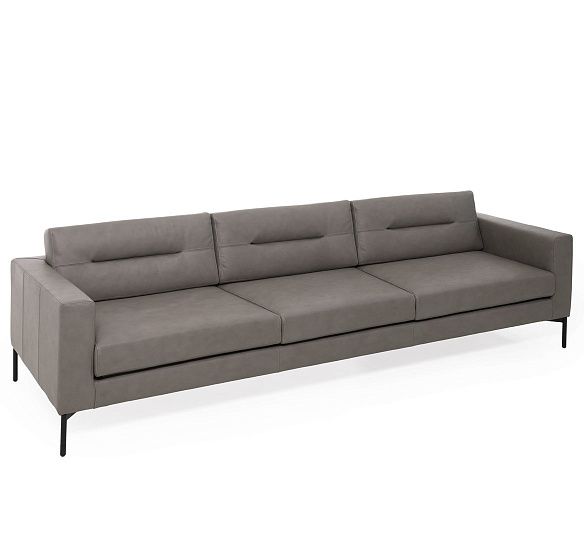 ТЕНО/TENO 3м диван, кожа ТЕМНО-БЕЖЕВЫЙ/ЧЕРНЫЙ