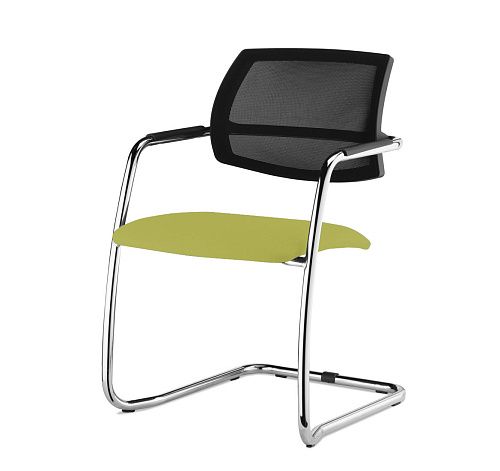 УРБАН-СЕТКА/URBAN-MESH Кресло полозья ткан ЗЕЛЕНЫЙ/ХРОМ