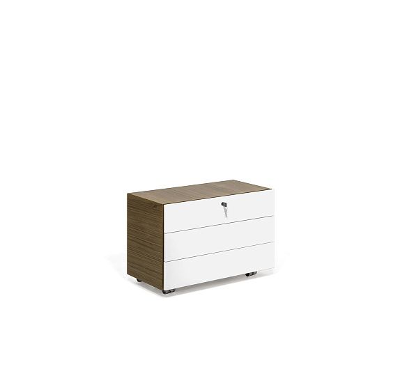 КИО/KYO Тумба подкатная, 3 ящика ОРЕХ/БЕЛЫЙ