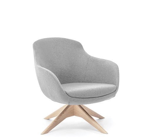 НОБЛ Д/NOBLE Кресло крут, база дерев СВ.СЕРЫЙ