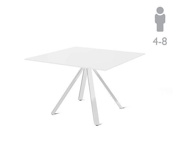 АНКОНА/ANCONA Стол д/переговоров кв БЕЛЫЙ/ХРОМ