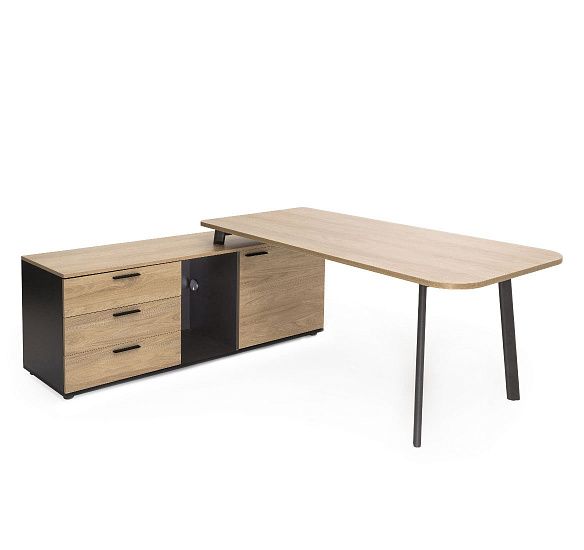 ФЛЕКС/FLEX Стол на опор.тумбе Л178см ГИКОРИ/ГРАФИТ