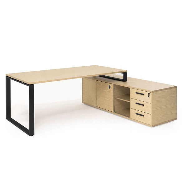 ЭКЗЕ/EXE Стол на оп.тумбе 189 черн ДУБ СВЕТЛЫЙ/ЧЕРНЫЙ