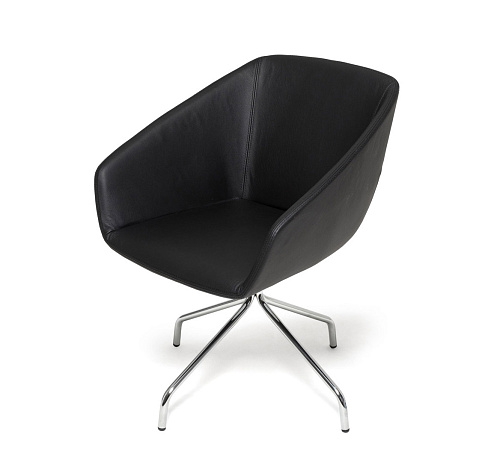 АЛМА/ALMA Кресло посет., металл ЧЕРНЫЙ/КОЖА