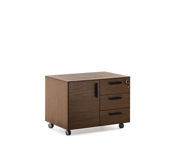 ЭКЗЕ/EXE Тумба 3 ящика, 1 дверь ОРЕХ/ЧЕРНЫЙ