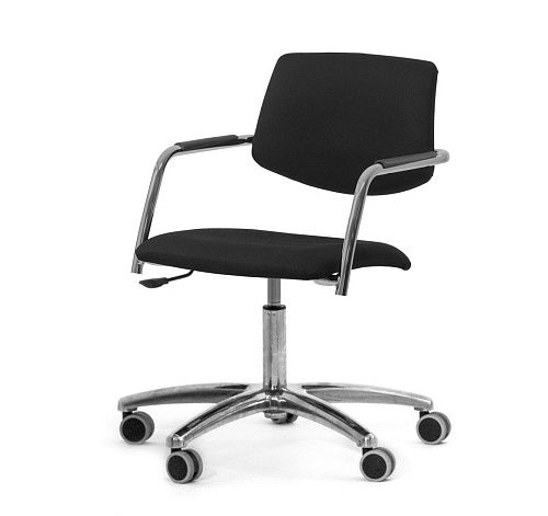 УРБАН/URBAN Кресло крестовина, кожа ЧЕРНЫЙ/ХРОМ