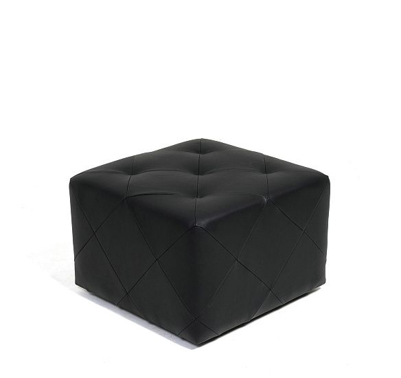 ПРАТО/PRATO Пуф 56x56  кожа 20*20 ЧЕРНЫЙ