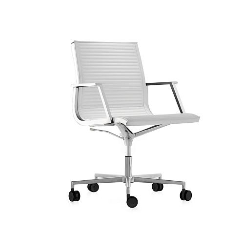 НУЛИТ/Б/NULITE/B Кресло кожа хром БЕЛОСНЕЖНЫЙ