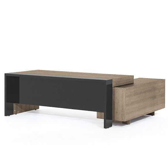 ЛАВА/LAVA Стол на опорной тумбе 223 ГАВАНА/СЕРЫЙ ГЛЯНЕЦ