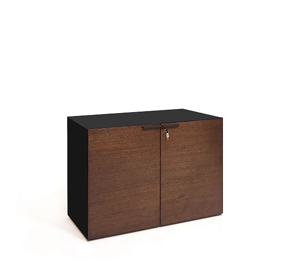 РЭЙЛ/RAIL Шкаф низкий, 2 двери ДУБ ТАБАК/ЧЕРНЫЙ