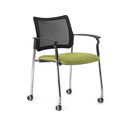 ПИНКО-СЕТКА/PINKO-MESH Кресло на кол, подл ЧЕРНЫЙ/ЗЕЛЕНЫЙ/ХРОМ