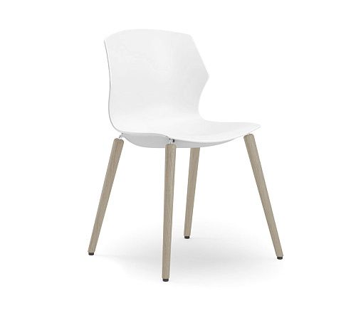 СОЛЕ/SOLE Кресло пластик 4бук БЕЛЫЙ/БУК