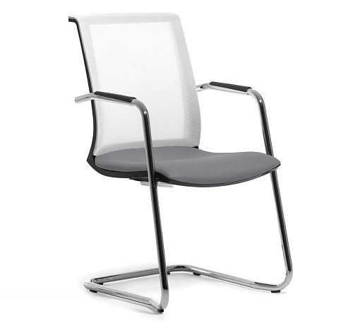 СКИН Б/SKIN W Кресло на полозьях,ткан БЕЛЫЙ/СЕРЫЙ/ЧЕРНЫЙ