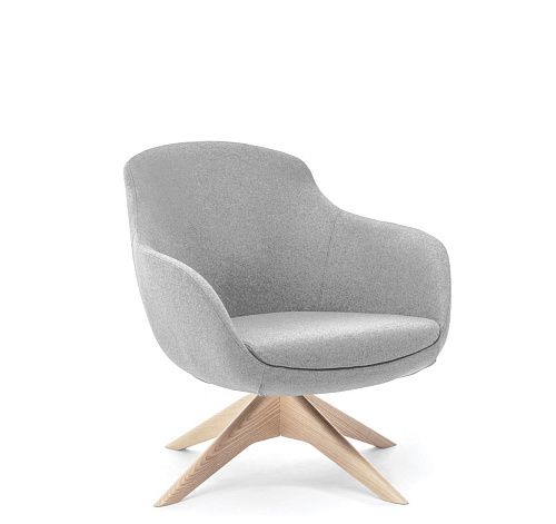 НОБЛ Д/NOBLE Кресло крут, база дерев СЕРЫЙ M