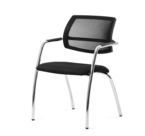 УРБАН-СЕТКА/URBAN-MESH Кресло 4 опоры ткан ЧЕРНЫЙ/ХРОМ