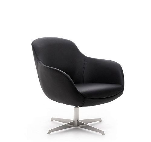 НОБЛ M/NOBLE Кресло кожа, база метал ЧЕРНЫЙ/КОЖА
