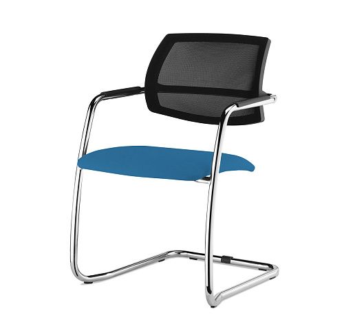 УРБАН-СЕТКА/URBAN-MESH Кресло полозья ткан ГОЛУБОЙ/ХРОМ