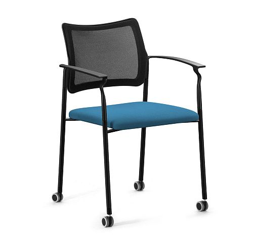 ПИНКО-СЕТКА/PINKO-MESH Кресло ч.кол, подлк ЧЕРНЫЙ/ГОЛУБ/ЧЕРНЫЙ