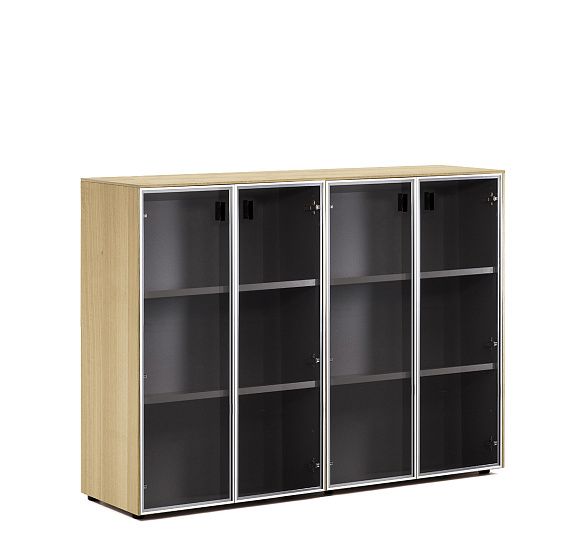 ЭКЗЕ/EXE Шкаф-витрина в.120, 4 дв ДУБ СВЕТЛЫЙ/ЧЕРНЫЙ