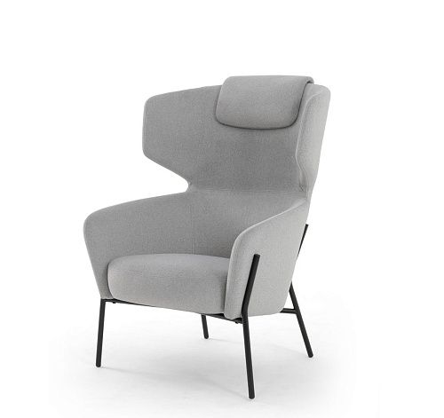 ВЕНТО/VENTO Кресло лаунж высокое СЕРЫЙ/ЧЕРНЫЙ