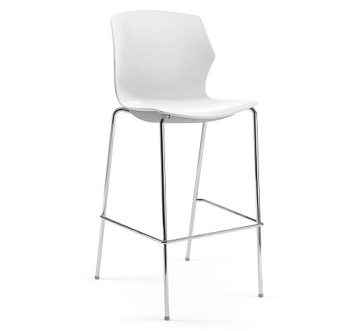 СОЛЕ/SOLE Кресло пластик барное БЕЛЫЙ/ХРОМ