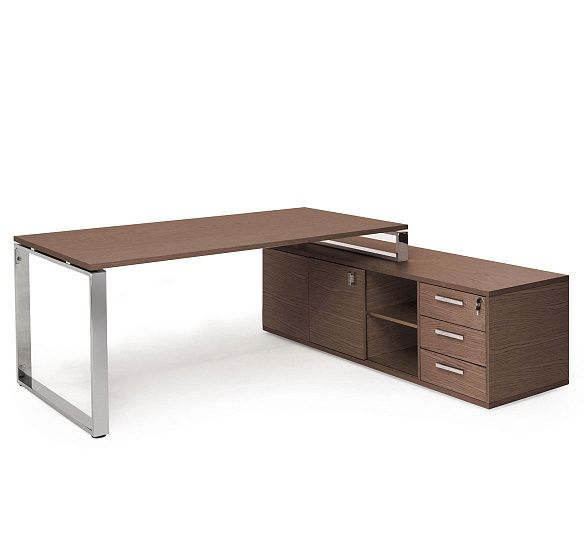 ЭКЗЕ/EXE Стол на оп.тумбе 189 хром ОРЕХ/ХРОМ