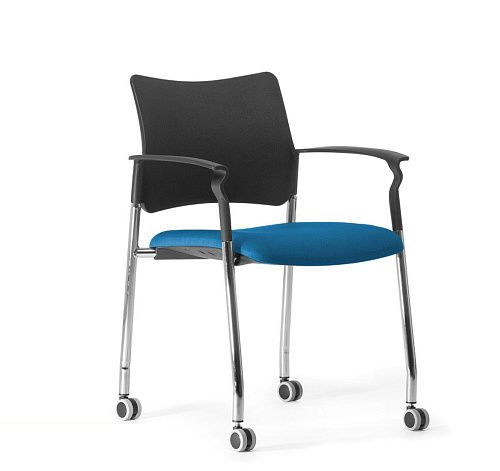 ПИНКО/PINKO Кресло на колесах, подл ЧЕРН/ГОЛУБОЙ/ХРОМ