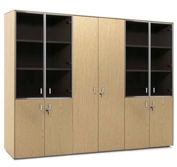 ЭКЗЕ/EXE Шкаф комби x 2 с гардер ДУБ СВЕТЛЫЙ/АЛЮМ