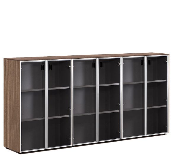 ЭКЗЕ/EXE Шкаф-витрина в.120, 6 дв ОРЕХ/ЧЕРНЫЙ