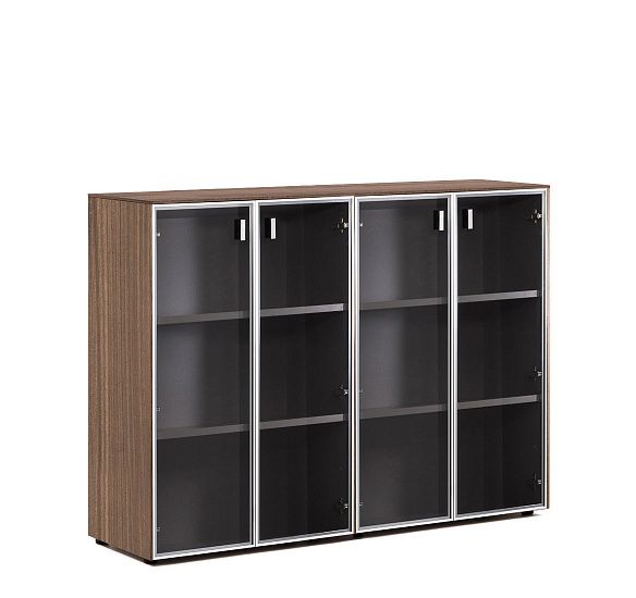 ЭКЗЕ/EXE Шкаф-витрина в.120, 4 дв ОРЕХ/АЛЮМ