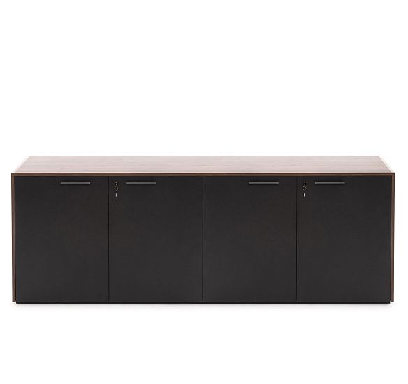 МУРАНО/MURANO Шкаф низкий, 4 двери КАЛЬЯРИ/ЧЕРНЫЙ