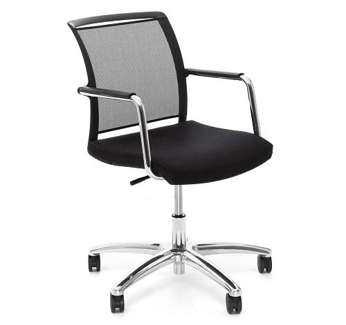 МАГНА/MAGNA Кресло,5-луч, колеса ЧЕРНЫЙ/КОЖА