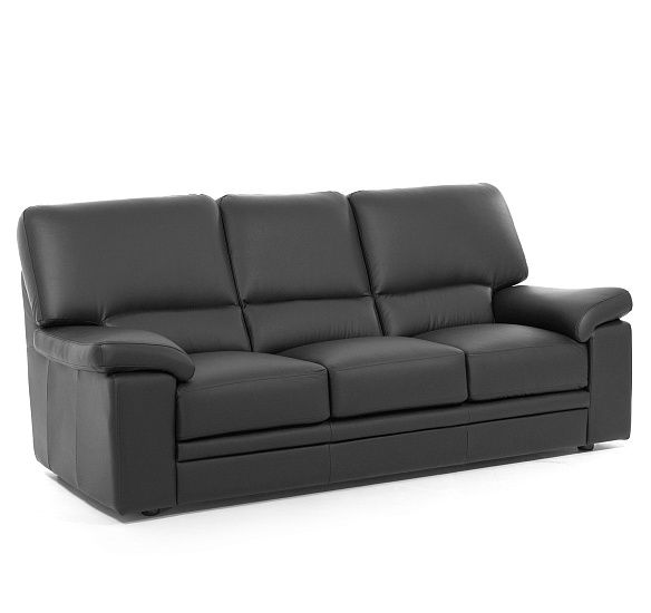 ЭЛЛА/ELLA Диван 3 мест. кожа ЧЕРНЫЙ/КОЖА