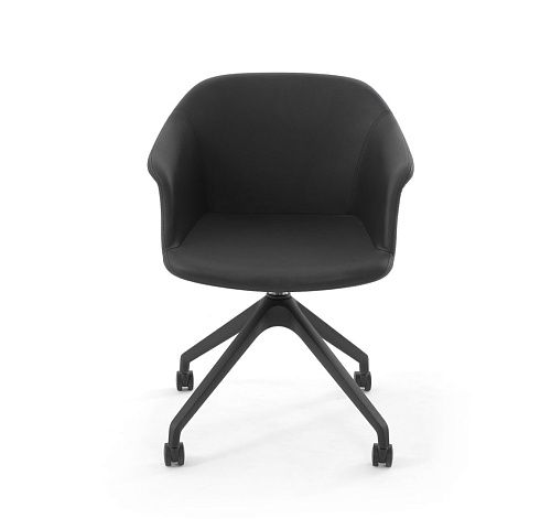 КОРФУ МЯГК/CORFU SOFT Кресло кожа, пирам ЧЕРНЫЙ/ЧЕРНЫЙ