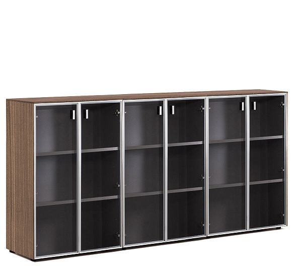 ЭКЗЕ/EXE Шкаф-витрина в.120, 6 дв ОРЕХ/АЛЮМ