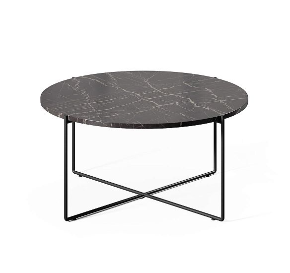 СПРУТ/SPRUT Стол кофейный 80х38 МРАМОР/ЧЕРНЫЙ