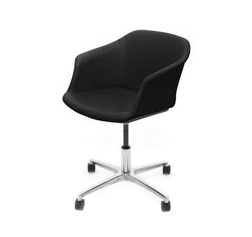 КОРФУ МЯГК/CORFU SOFT Кресло кожа 4луч ЧЕРНЫЙ/ХРОМ