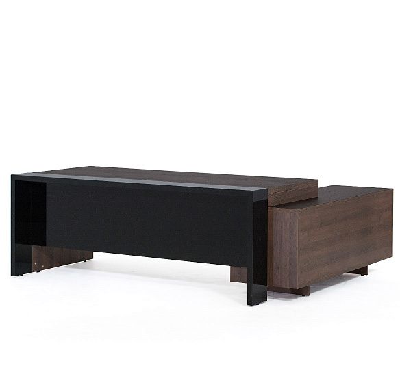 ЛАВА/LAVA Стол на опорной тумбе 223 ТАБАК/ЧЕРНЫЙ ГЛЯНЕЦ